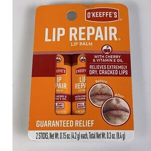 O'Keeffe's Lip Repair Lip Balm Cherry Oil 2-Pack 0.15 oz Each New